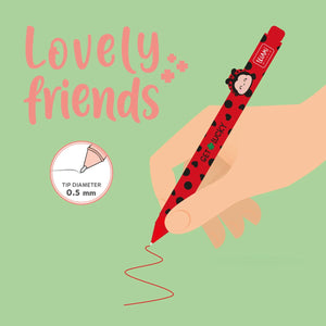 Penna Gel con Animaletto Decorativo Ladybug "Get Lucky" - Lovely Friends