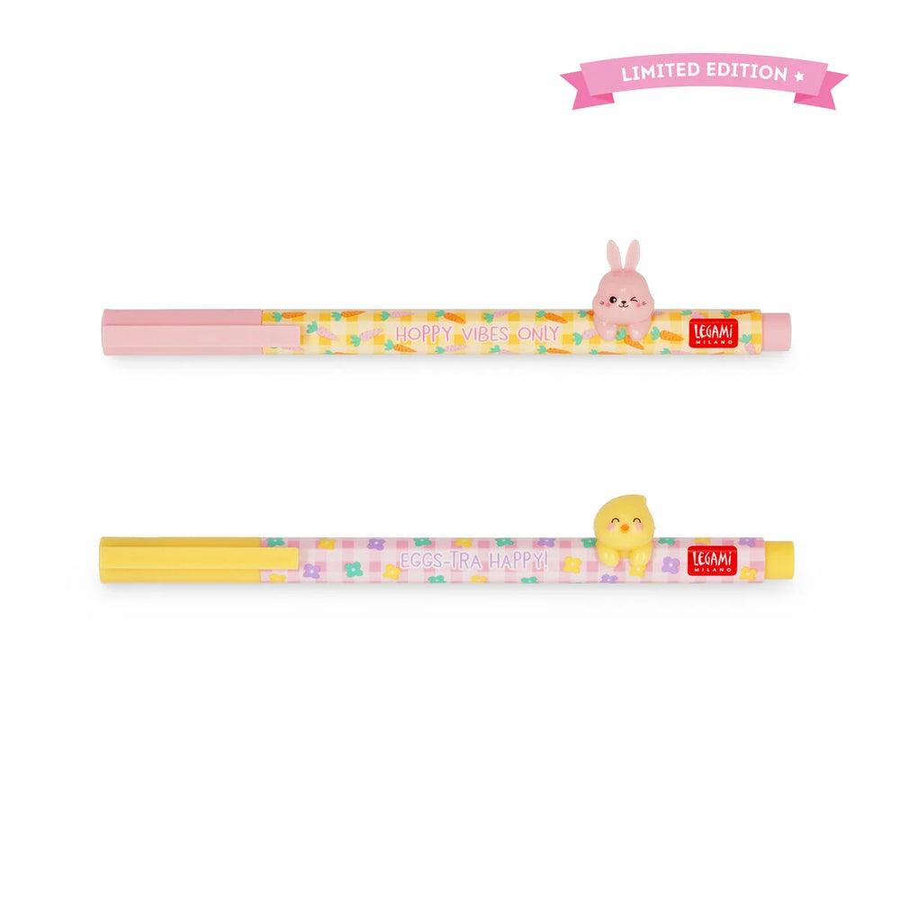 Set di 2 Penne Gel con Animaletto Decorativo - Lovely Friends - Hoppy Easter