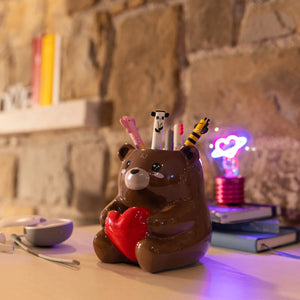 Portapenne in Ceramica - Teddy Bear - Desk Friends